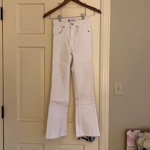 Zara white flare crop demon jeans